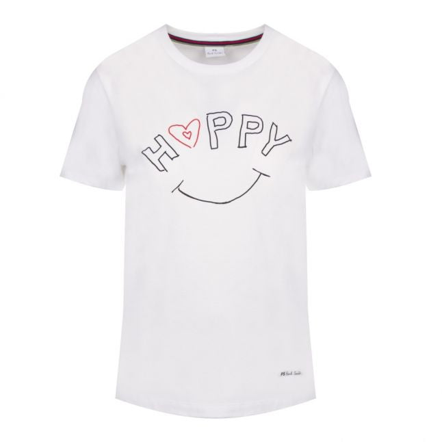 Womens White Happy S/s T Shirt