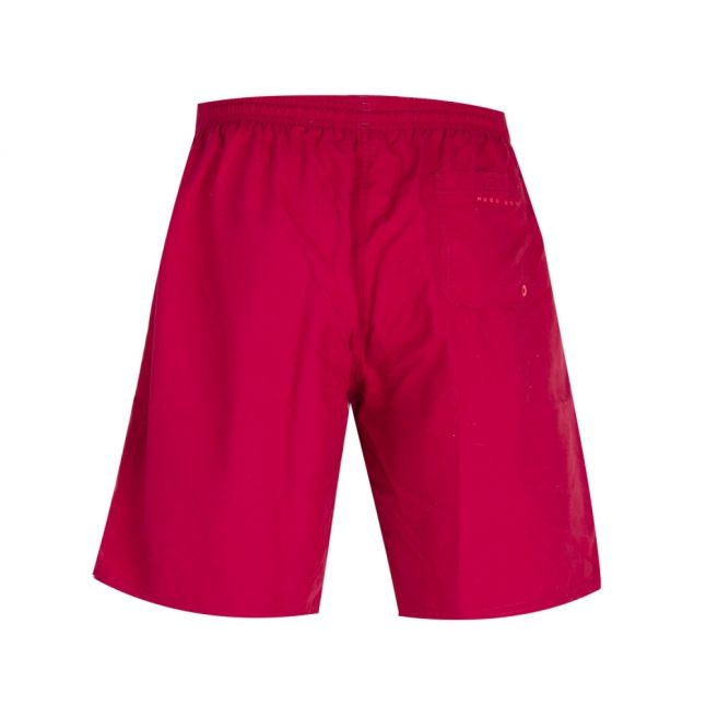 Mens Dark Red Orca Tonal Logo Swim Shorts