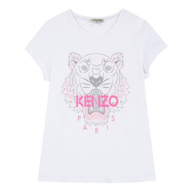 Girls Optical White Iconic Tiger S/s T Shirt