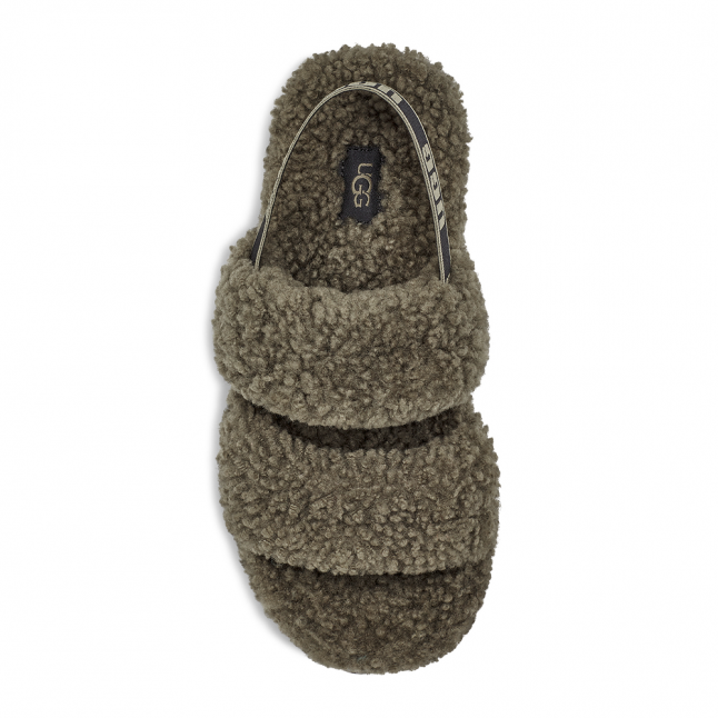 Womens Burnt Olive UGG Slippers Oh Fluffita