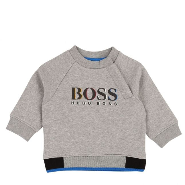 Toddler Grey Marl Layered Logo Crew Sweat Top