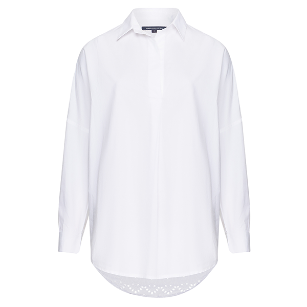 Womens Linen White Appelona Anglaise Popover Shirt