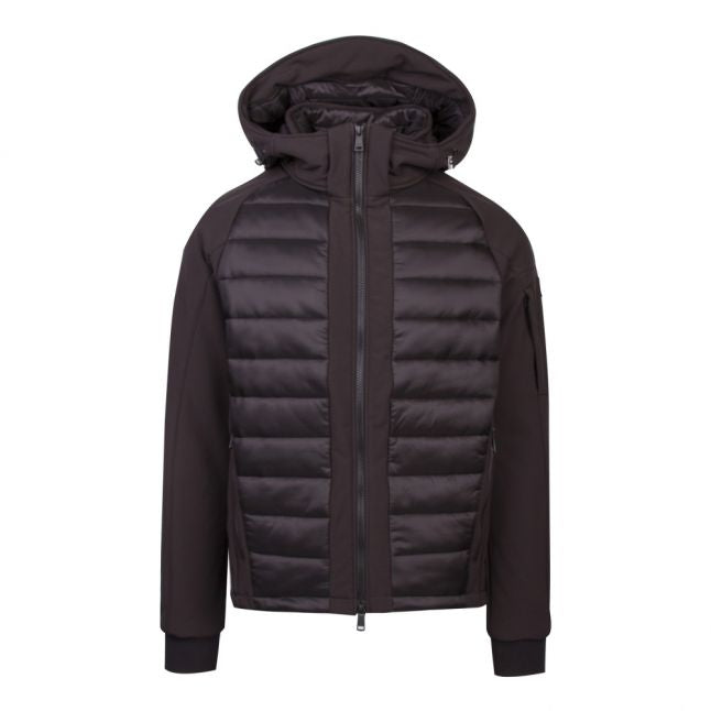 Mens Black Padded Soft Shell Hooded Jacket