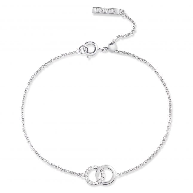 Womens Silver Bejewelled Classic Bracelet