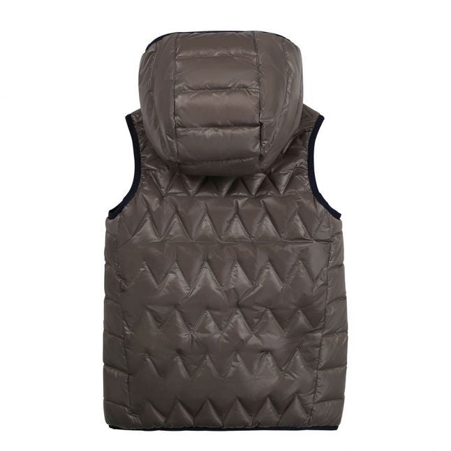 Boys Khaki/Navy Quilted Reversible Gilet