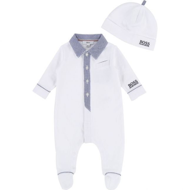 Baby White Babygrow & Hat Set