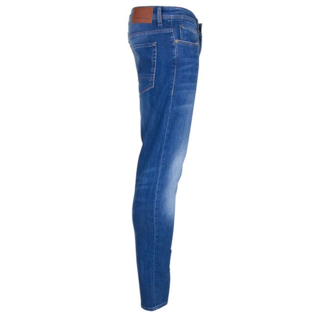 Mens Bright Blue Orange 90 Tapered Fit Jeans