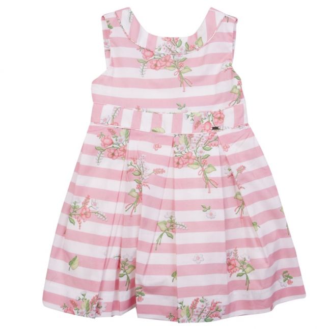 Girls Rose Flowers & Stripes Dress