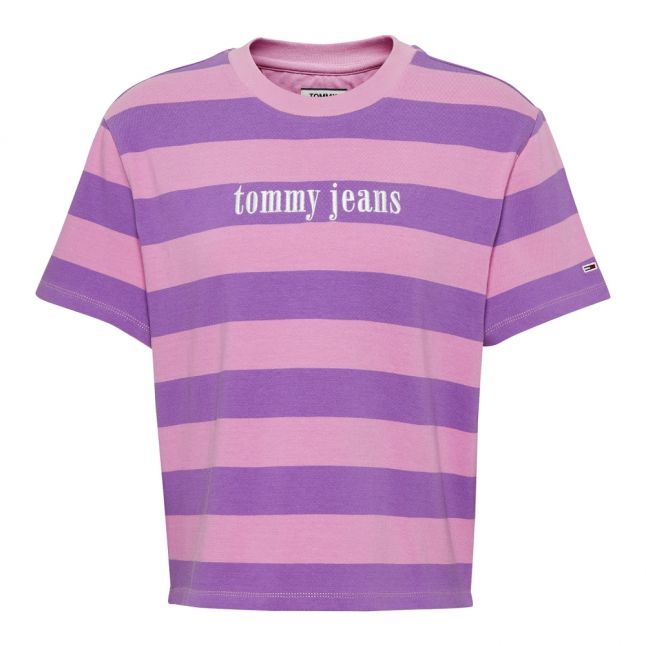 Womens Hyacinth/Lilac Logo Stripe S/s T Shirt