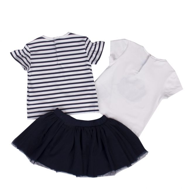 Infant Navy 3 Piece T Shirt & Skirt Set