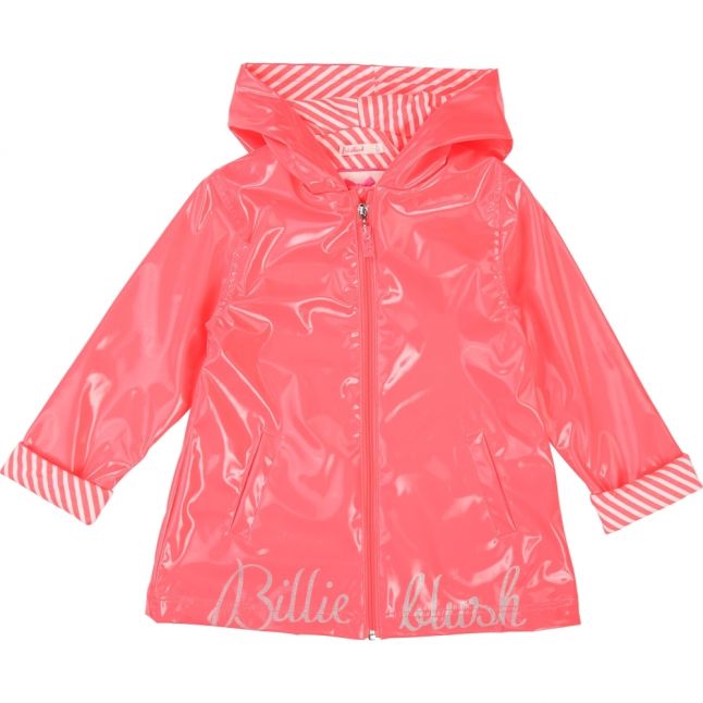 Girls Fuschia High Shine Branded Raincoat