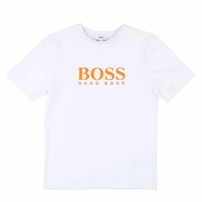 Boys White/Orange Big Logo S/s T Shirt