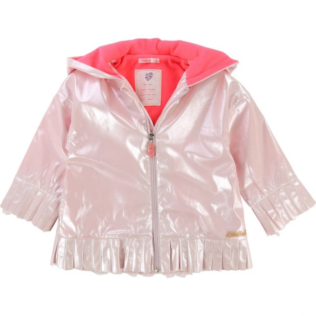 Girls Rose Gold Pleated Detail Raincoat