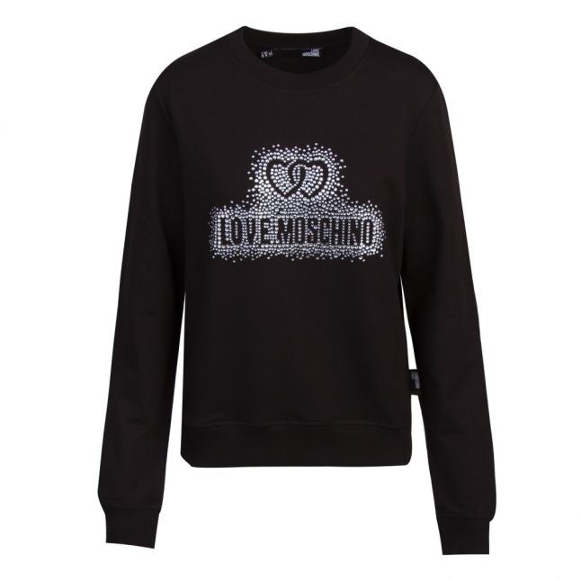 Womens Black Crystal Logo Sweat Top