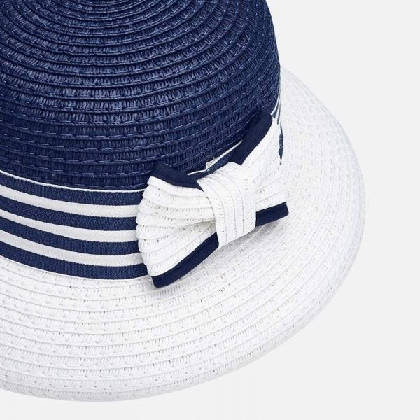 Girls Navy Round Straw Hat