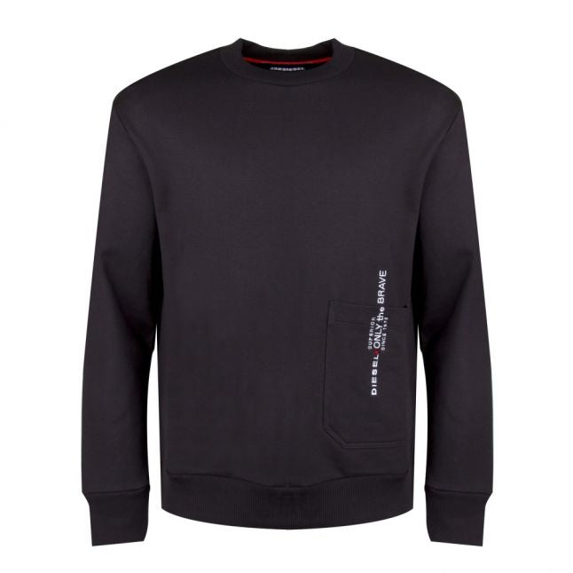 Mens Black S-Ellis-XX Crew Sweat Top