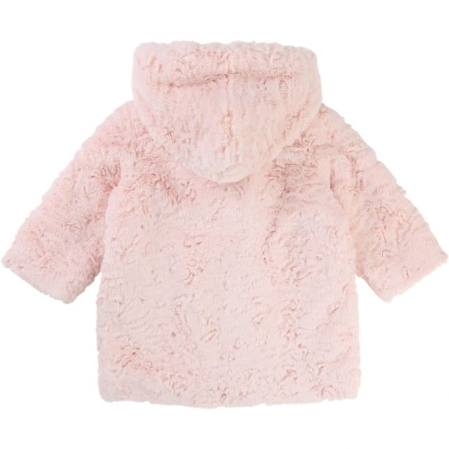 Girls Pink Baby Faux Fur Rose Coat