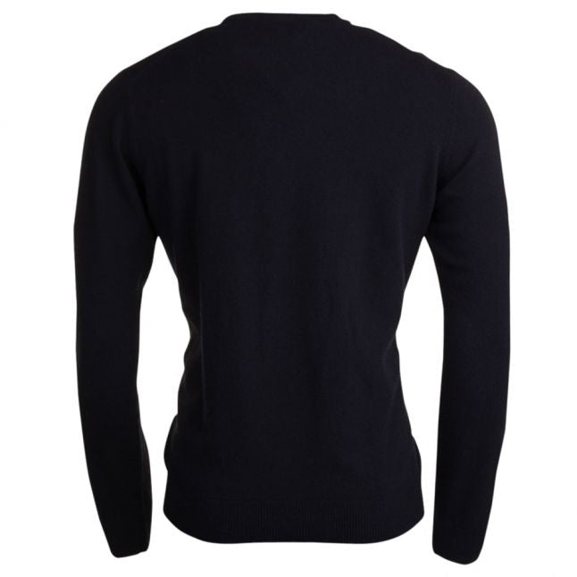 Mens Black Wool Crew Neck Knitted Jumper