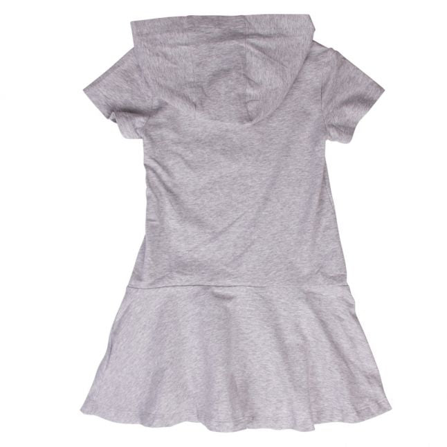 Girls Grey Melange Couture Logo Hood Dress