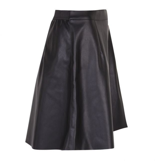 Womens Black Vipen PU Skater Skirt