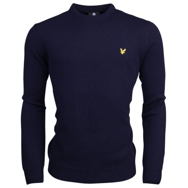 Mens Navy Lambswool Crew Knited Jumper