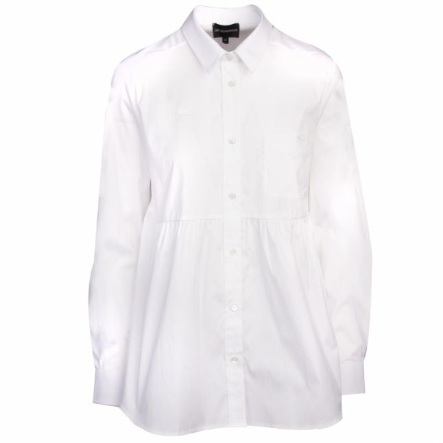 Womens White Pleated Waist Shirt