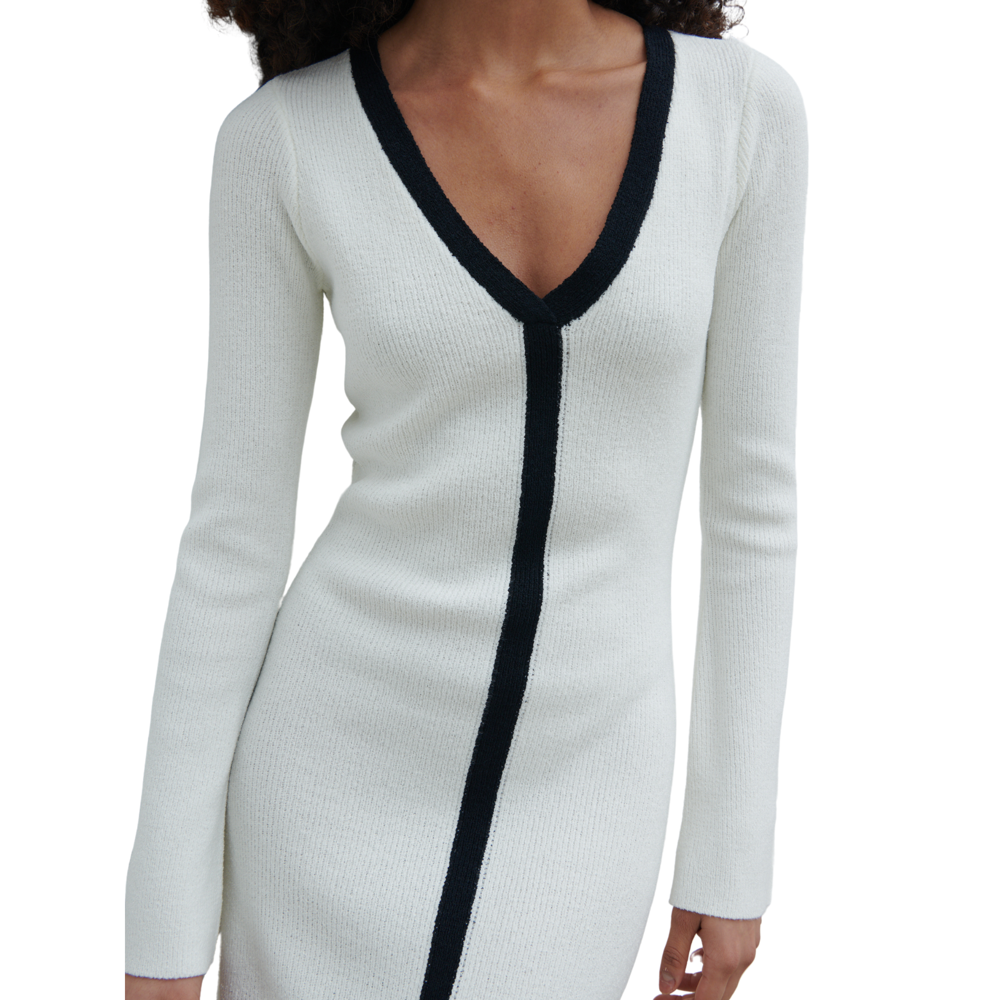 Womens Pretty Lavish Cream & Black Ailey Contrast Knit Midaxi Dress