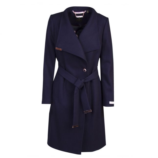 Womens Dark Blue Sandra Long Wool Coat