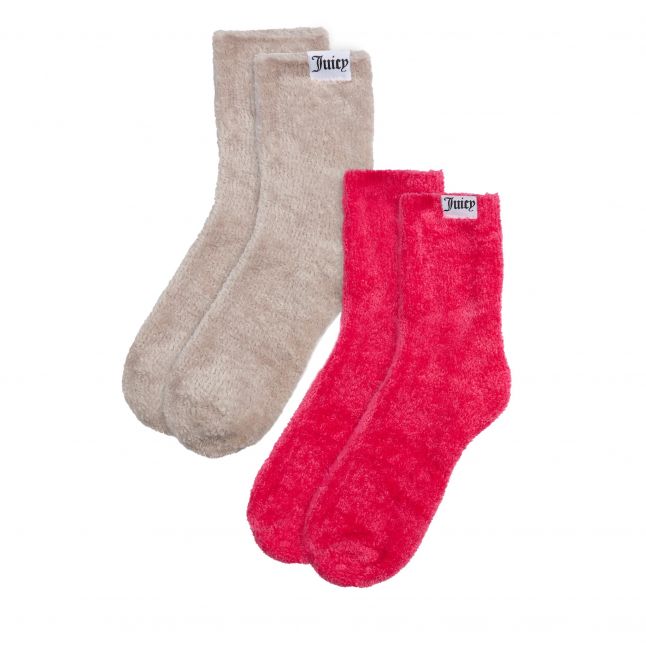 Womens Hot Pink/Oatmeal Felicia Cosy Socks 2 Pack