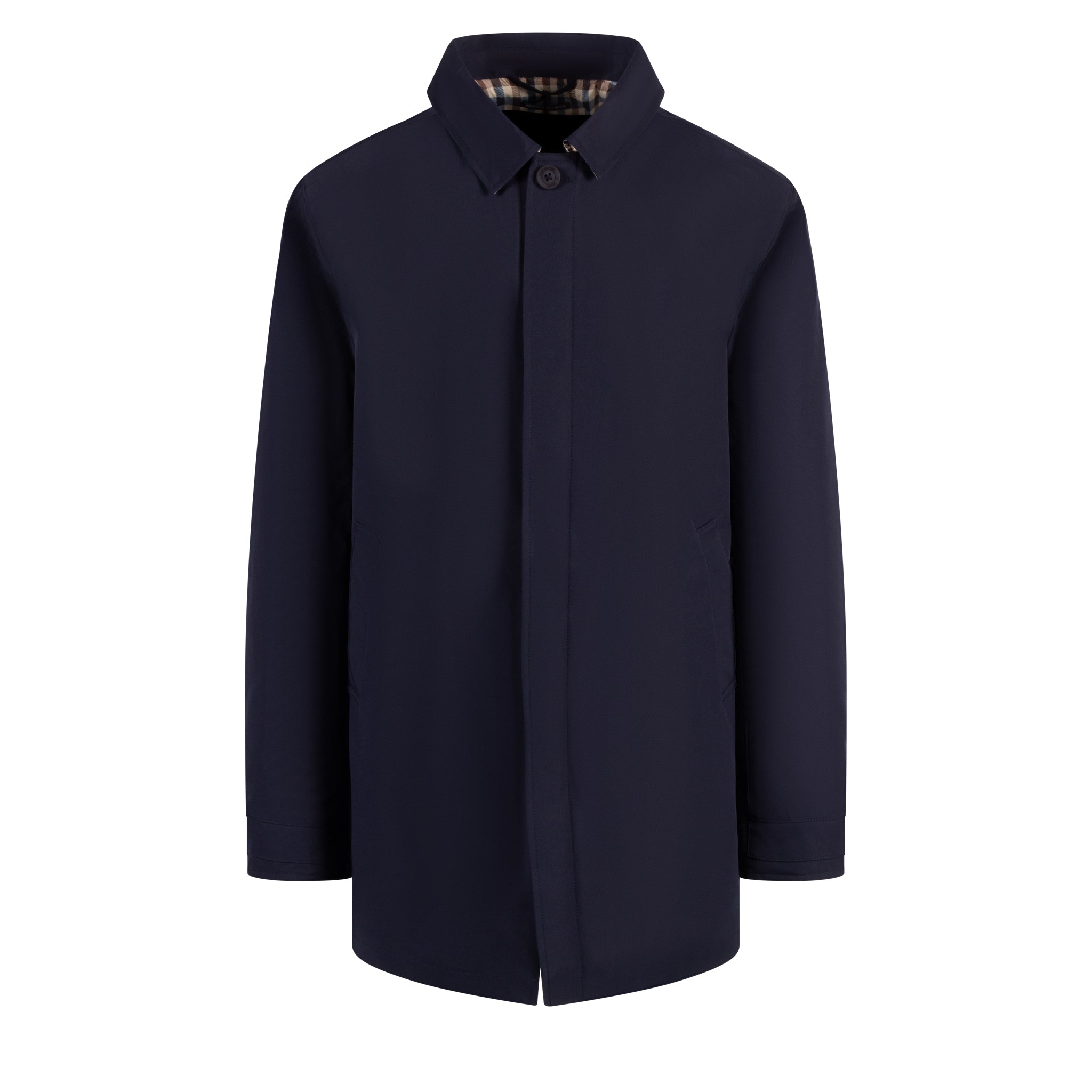 Mens Aquascutum Active Navy Shell Mid Trench Coat