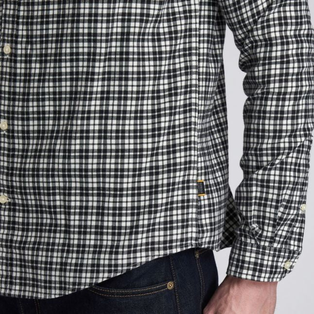 Mens Black Spacer Check L/s Shirt