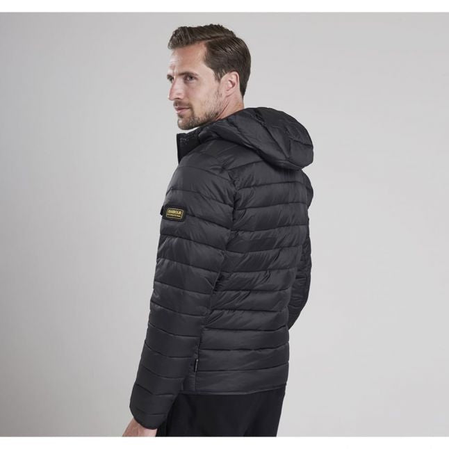 Mens Black Ouston Hooded Quilted Jacket