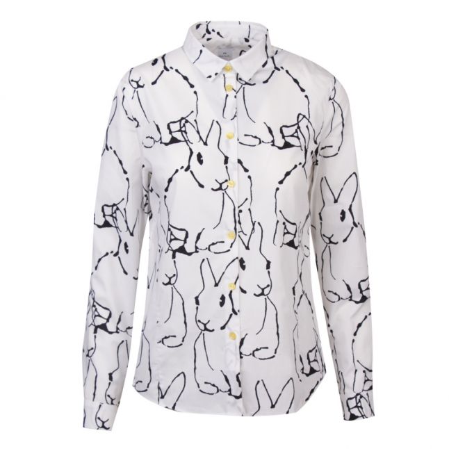 Womens White Lucky Rabbit Print L/s Shirt