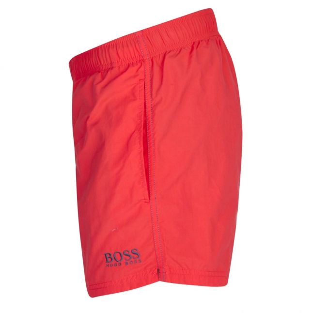 Mens Light Red Perch Small Logo Swim Shorts