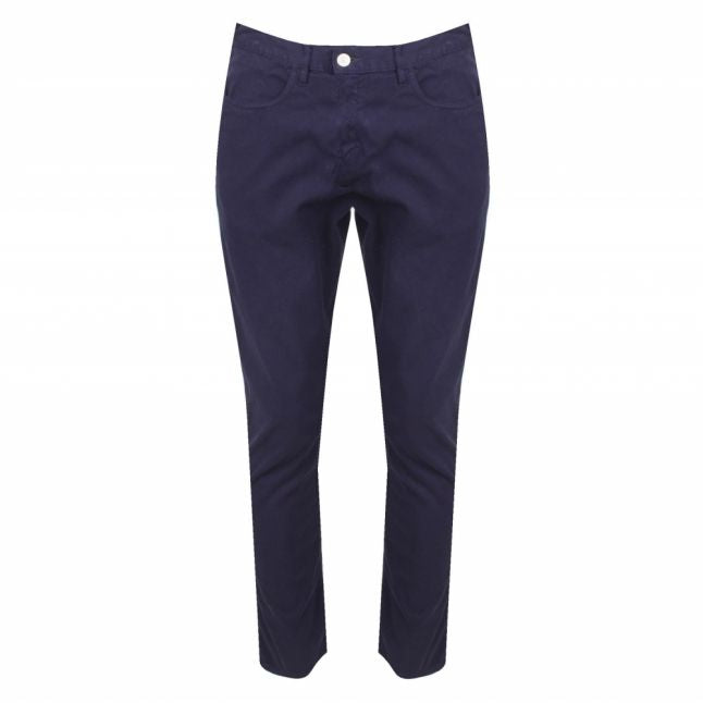 Mens Navy Tapered Stretch 5 Pocket Trousers