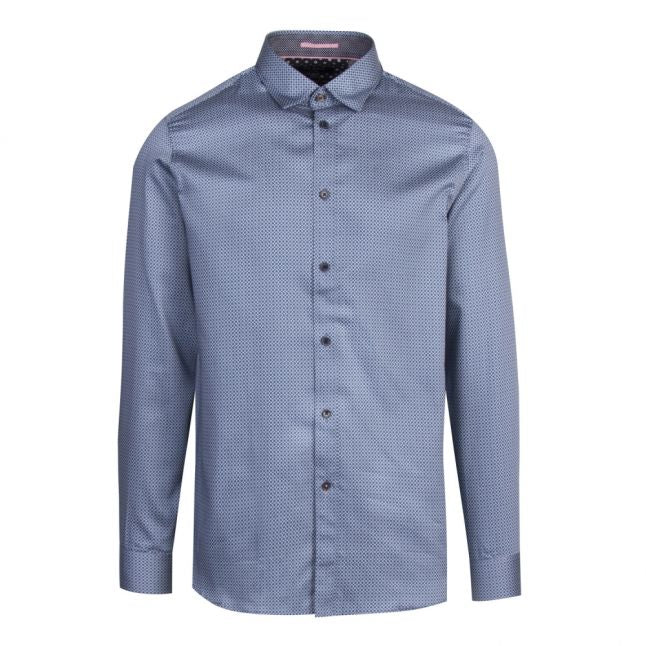 Mens Blue Bradley Geo Print L/s Shirt