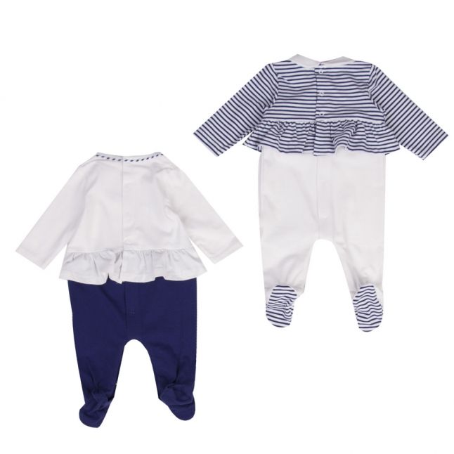 Baby Navy Ruffle 2 Pack Babygrows