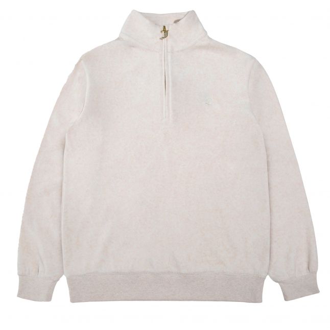 Womens Oatmeal Marl Pete Gold Half Zip Sweat