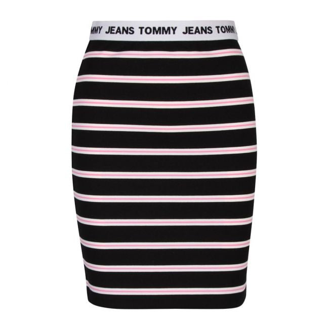 Womens Black Multi Stripe Bodycon Skirt