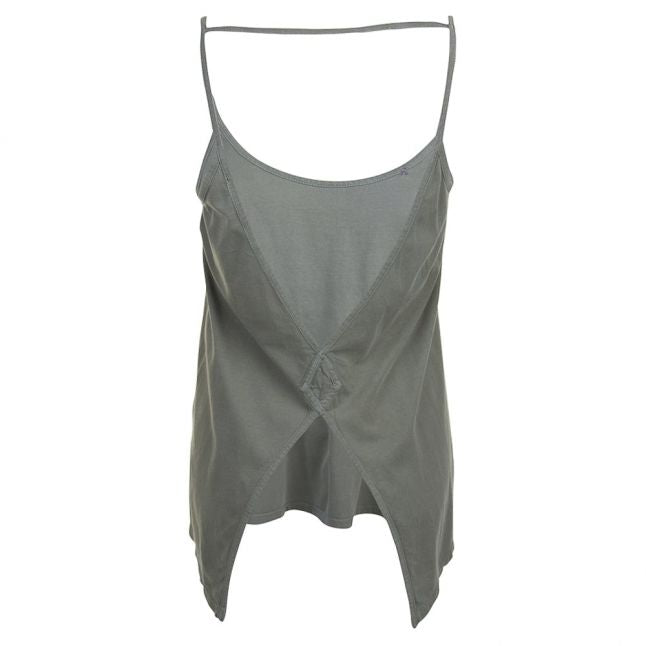 Womens Sage Green Open-Back Jersey Vest Top