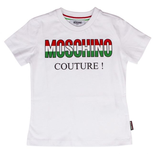 Boys White Italian Branded Logo S/s T Shirt