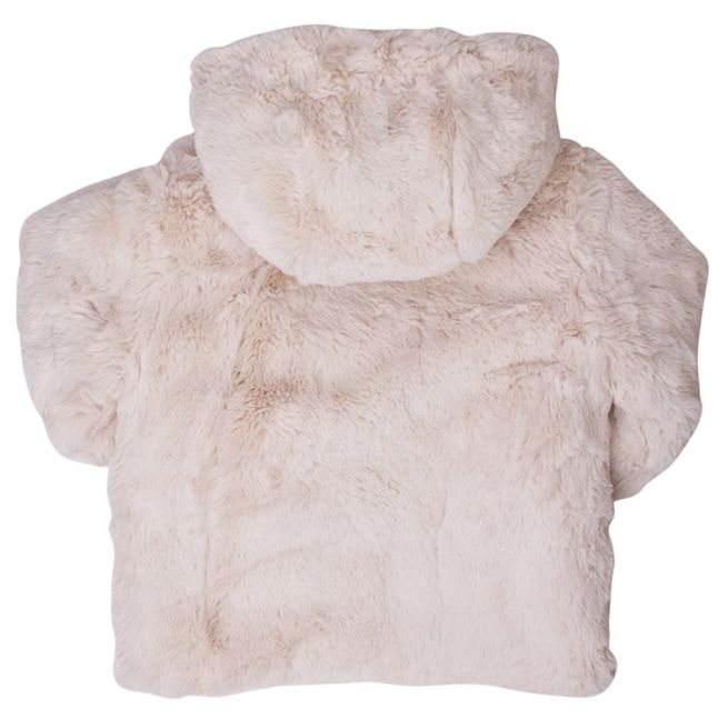 Girls Beige Reversible Faux Fur Jacket