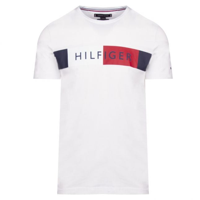 Mens Bright White Stripe Logo S/s T Shirt