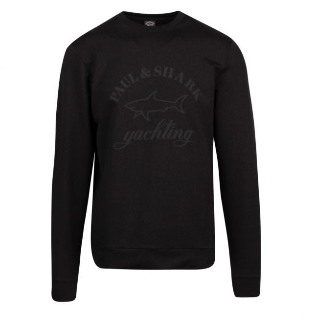 Mens Black Tonal Logo Crew Sweat Top