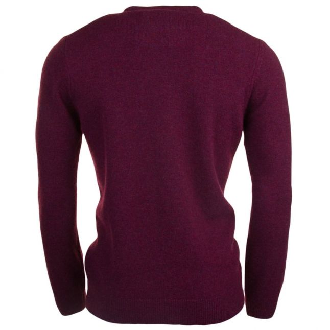 Mens Claret Marl Lambswool Crew Knitted Jumper