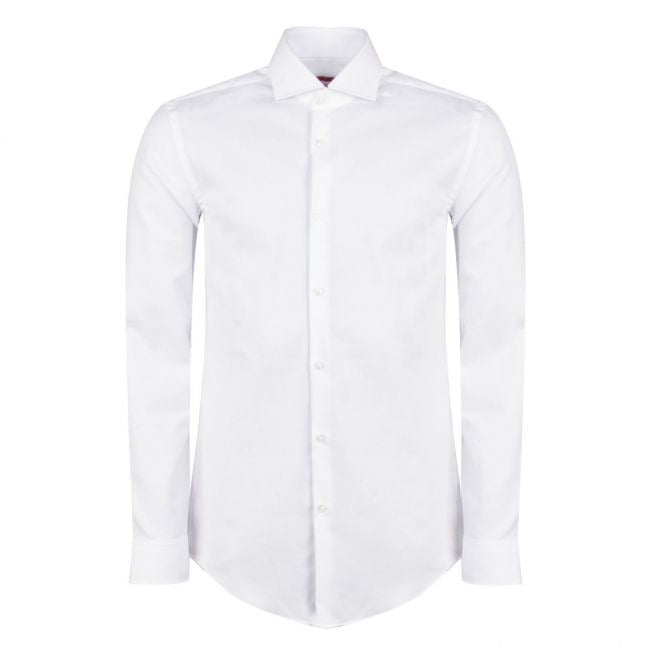 Mens White Kason Textured Slim Fit L/s Shirt