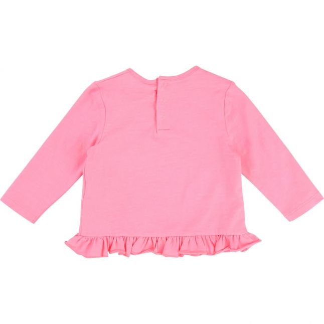 Girls Pink Baby Bicycle Frill L/s T Shirt