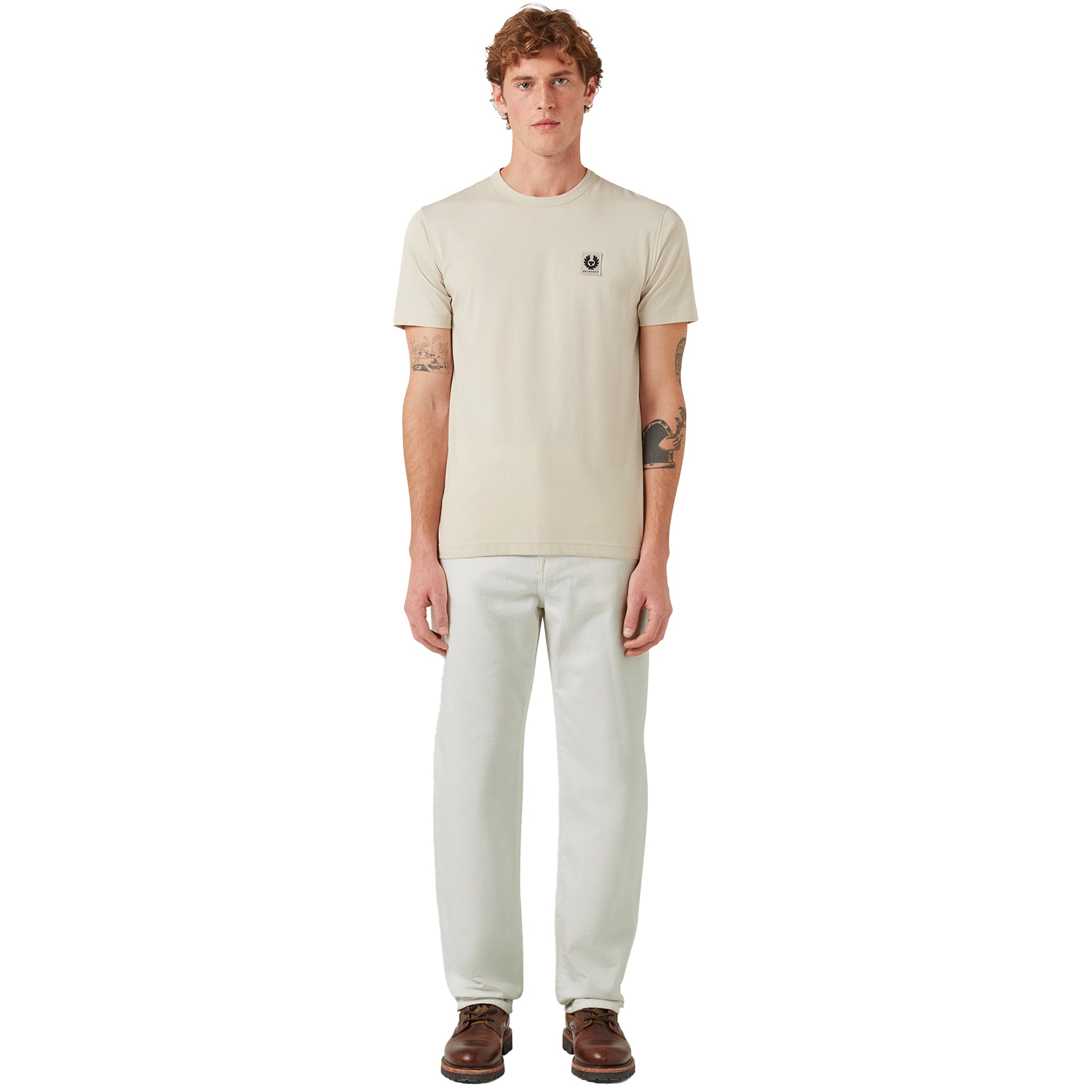 Mens Belstaff Stone Beige Branded S/s T Shirt