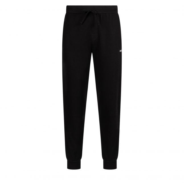 Mens Black Waffle Lounge Cuff Pants