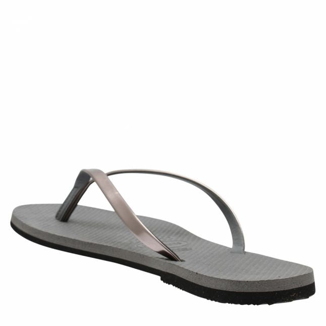 Womens Steel Grey You Metallic Flip Flops